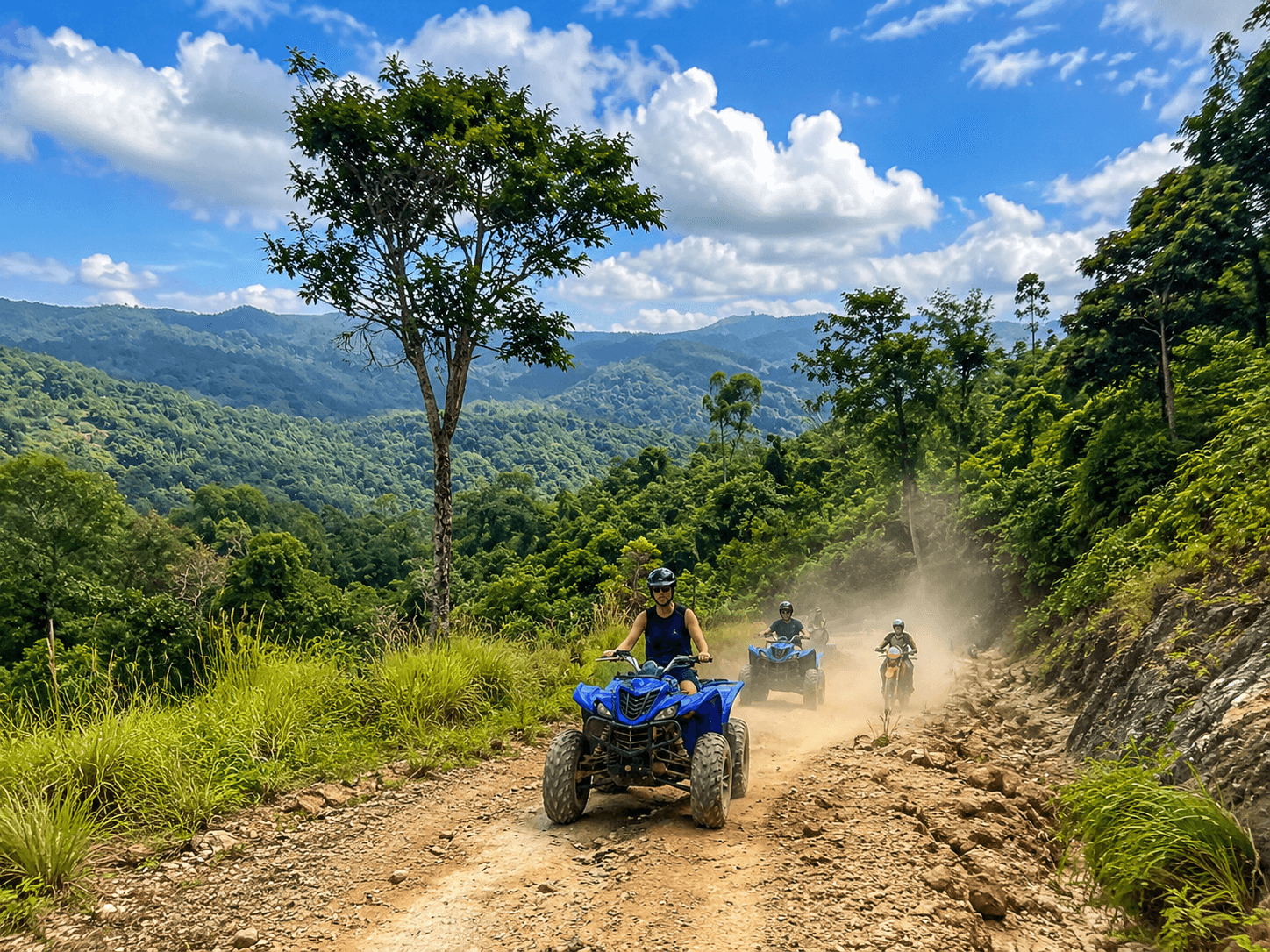 ATV riders on a mountain trail in Koh Samui
